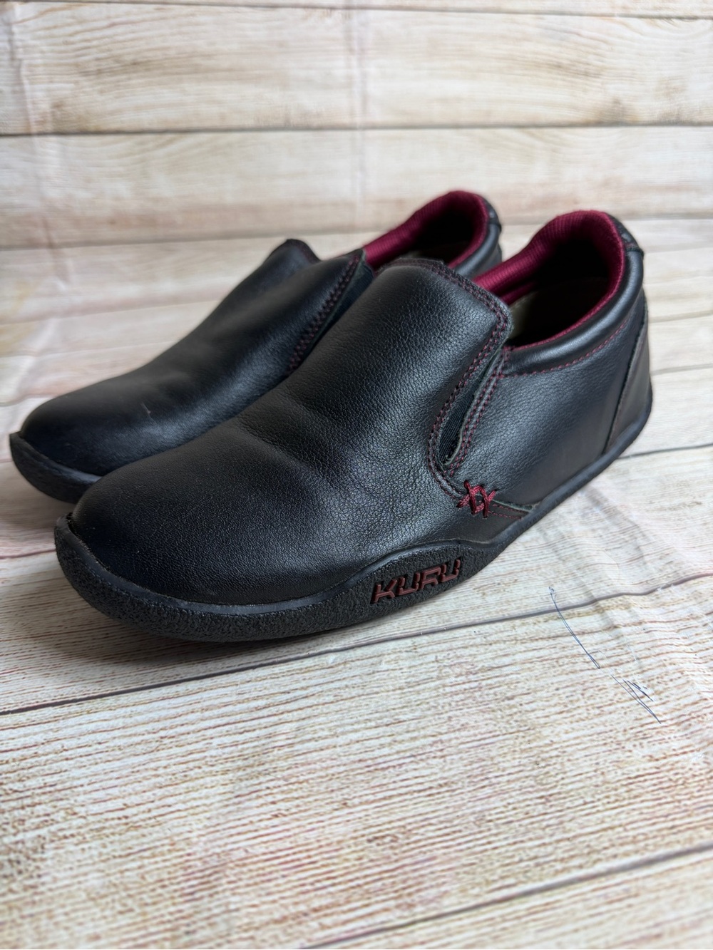 KURU Kivi Black Leather Slip-On Shoes 8